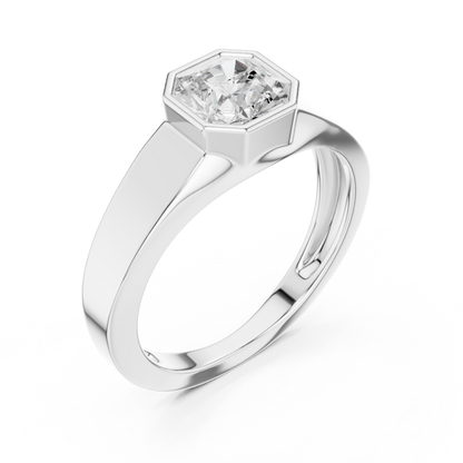 Octagon Bezel Diamond Ring | Modern Statement Solitaire | Luxury Engagement Band Design