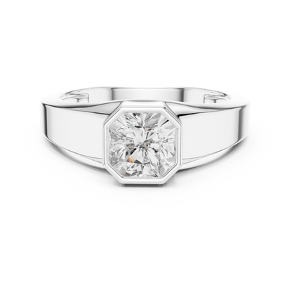 Octagon Bezel Diamond Ring | Modern Statement Solitaire | Luxury Engagement Band Design