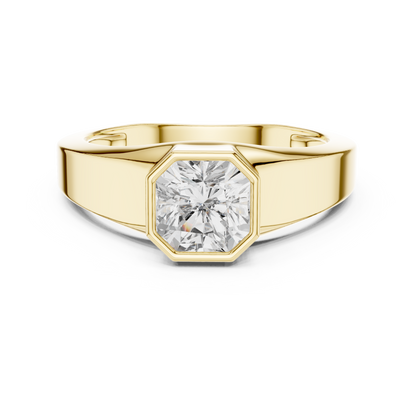 Octagon Bezel Diamond Ring | Modern Statement Solitaire | Luxury Engagement Band Design