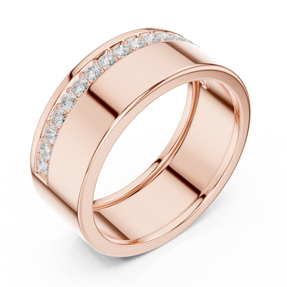 Solid Diamond Wedding Band | Rose Gold White Gold | Mens Timeless Wealth Commitment Ring