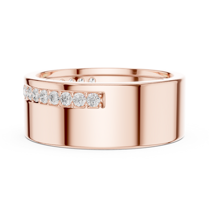 Solid Diamond Wedding Band | Rose Gold White Gold | Mens Timeless Wealth Commitment Ring
