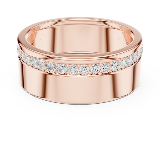 Solid Diamond Wedding Band | Rose Gold White Gold | Mens Timeless Wealth Commitment Ring