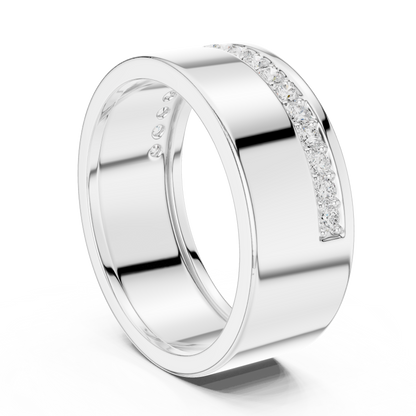 Solid Diamond Wedding Band | Rose Gold White Gold | Mens Timeless Wealth Commitment Ring