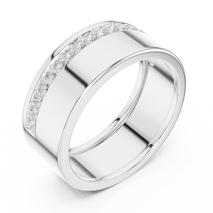 Solid Diamond Wedding Band | Rose Gold White Gold | Mens Timeless Wealth Commitment Ring