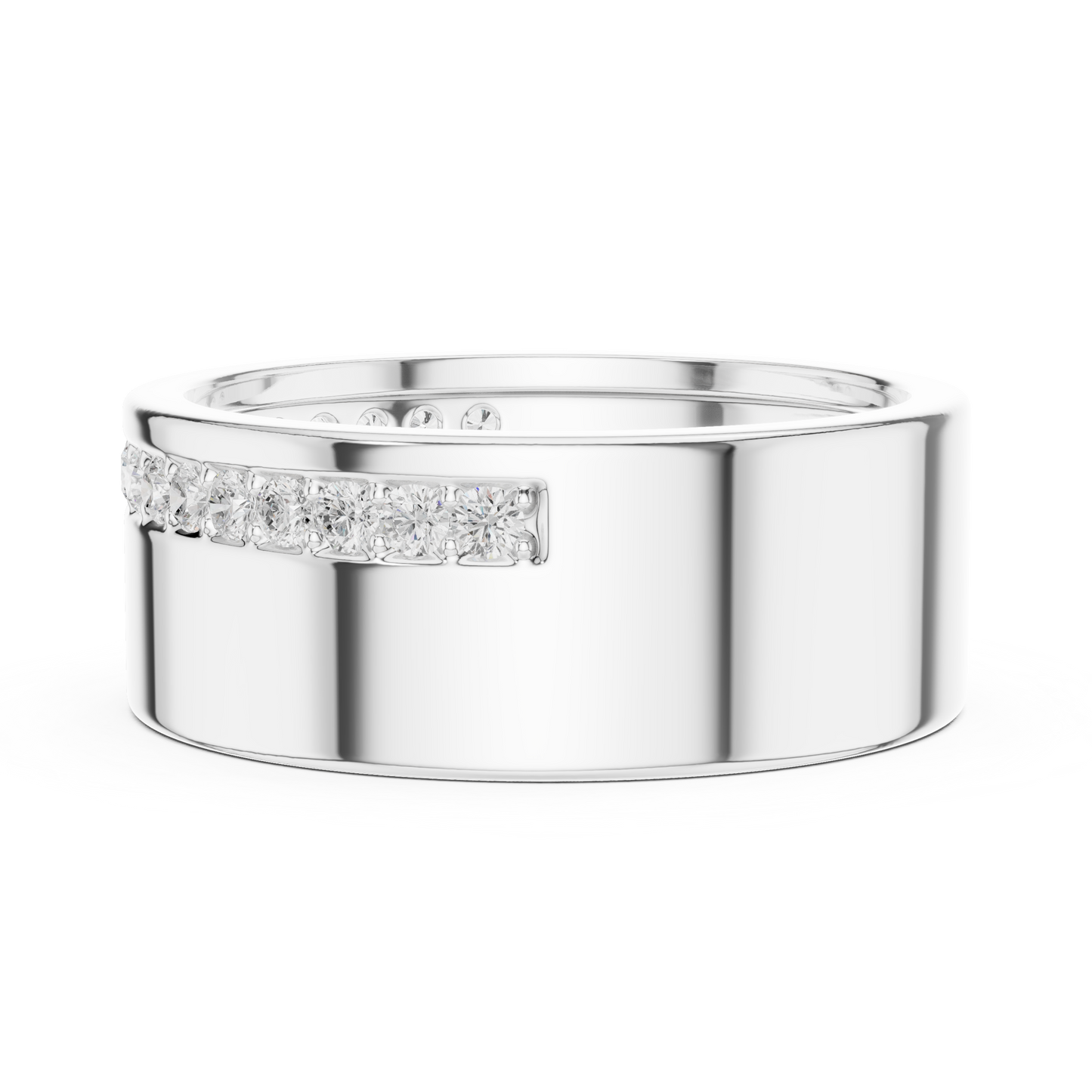 Solid Diamond Wedding Band | Rose Gold White Gold | Mens Timeless Wealth Commitment Ring