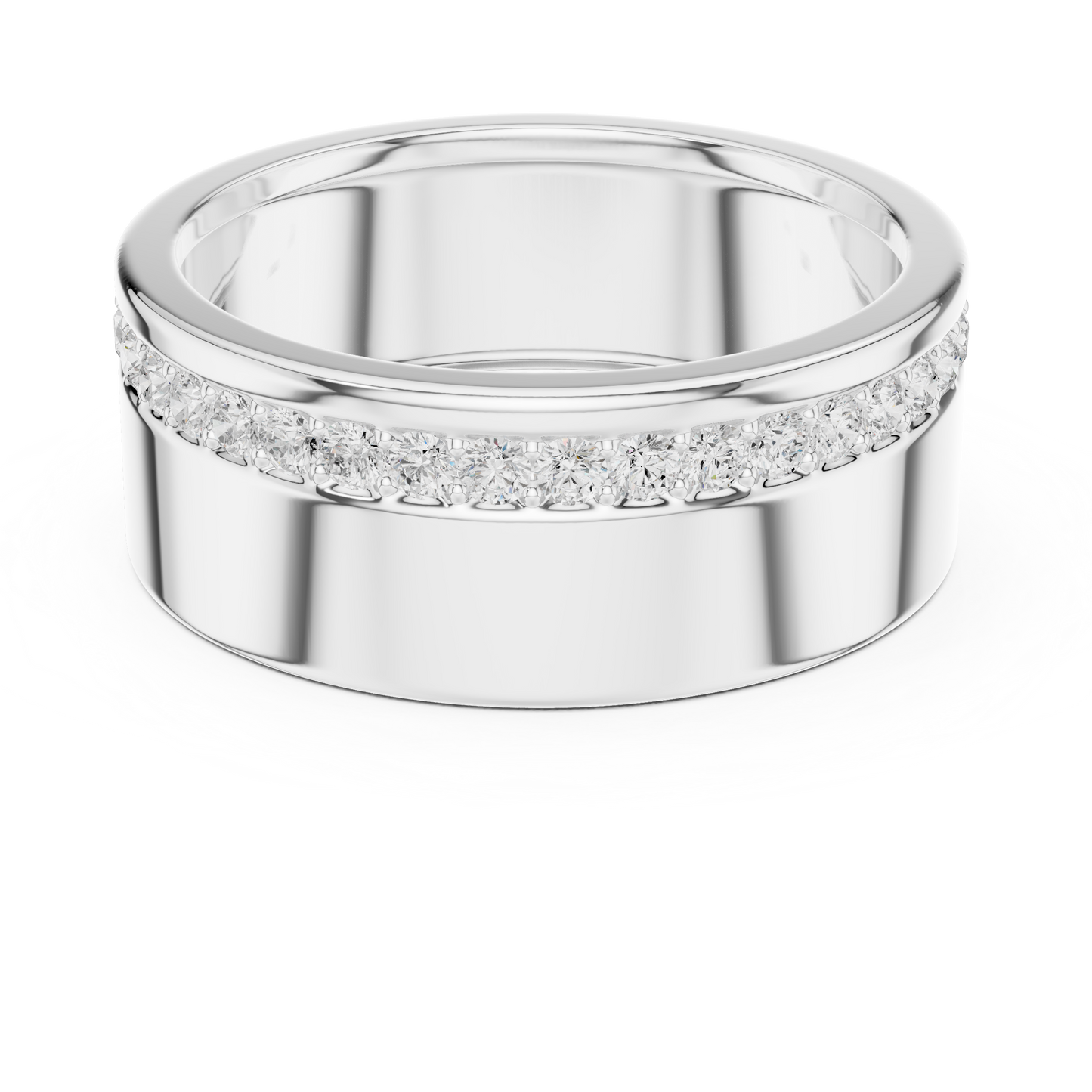 Solid Diamond Wedding Band | Rose Gold White Gold | Mens Timeless Wealth Commitment Ring