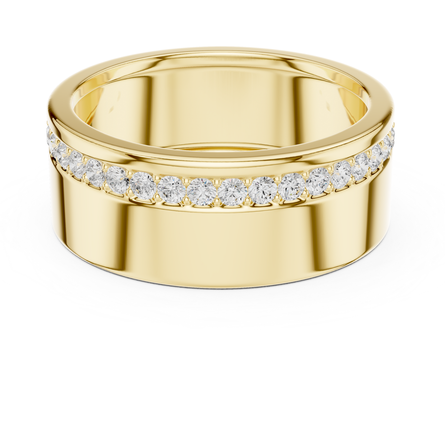 Solid Diamond Wedding Band | Rose Gold White Gold | Mens Timeless Wealth Commitment Ring