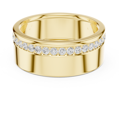 Solid Diamond Wedding Band | Rose Gold White Gold | Mens Timeless Wealth Commitment Ring