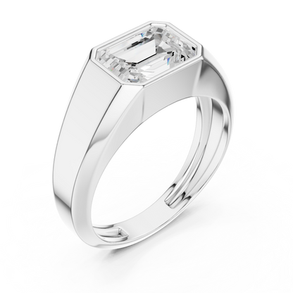 Masculine Emerald Diamond Ring | Clean Bezel Gold Style | Modern Men’s Engagement Jewelry