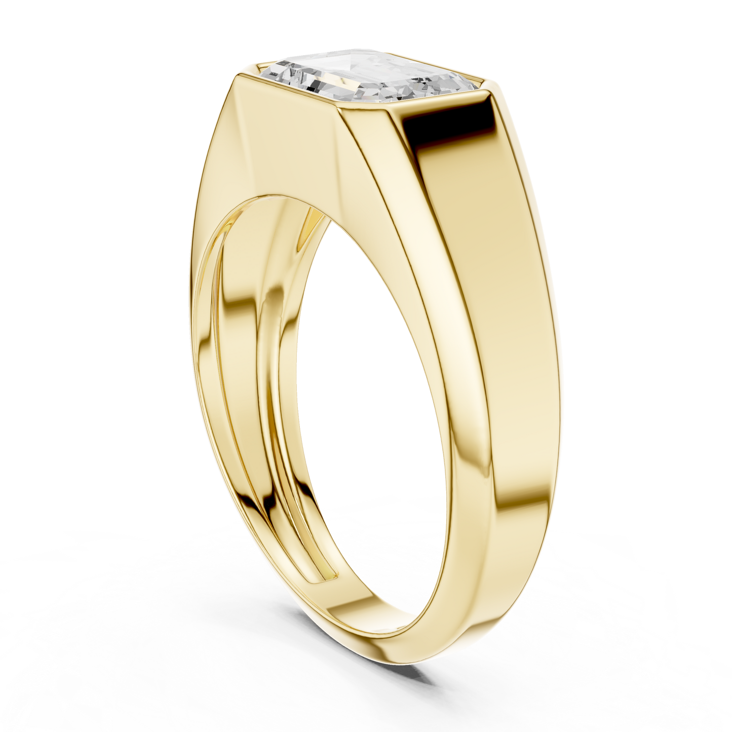 Masculine Emerald Diamond Ring | Clean Bezel Gold Style | Modern Men’s Engagement Jewelry