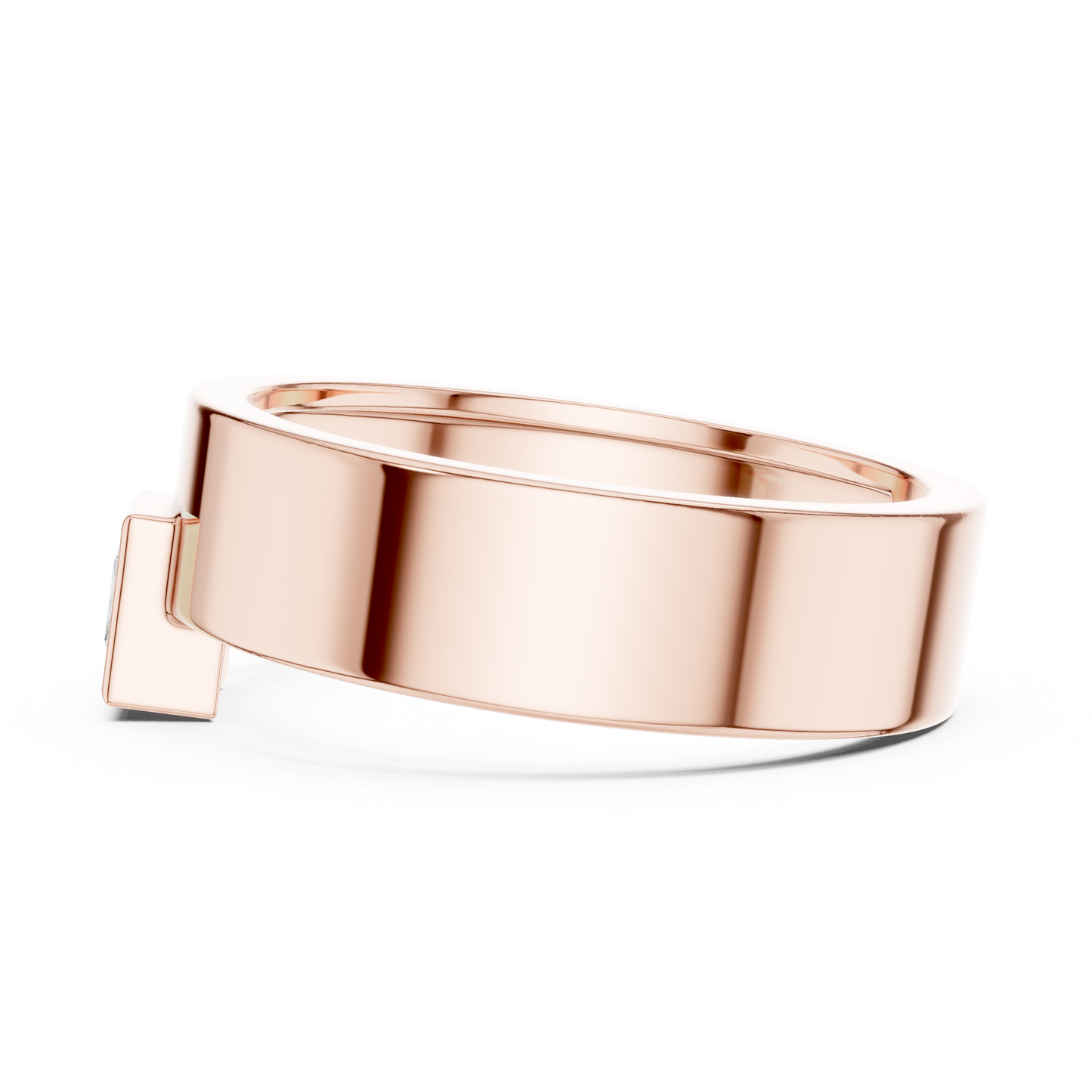 Princess Cut Diamond Ring - Minimalist Wide Band -  Luxury Engagement Wedding Jewelry