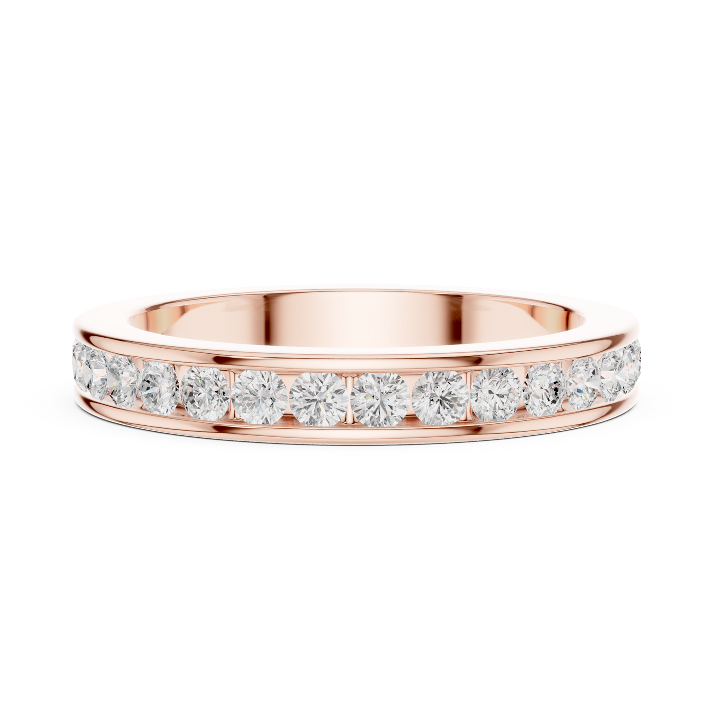 Refined Diamond Wedding Ring | Yellow Rose White Gold | Elegant Forever Love Fine Jewelry