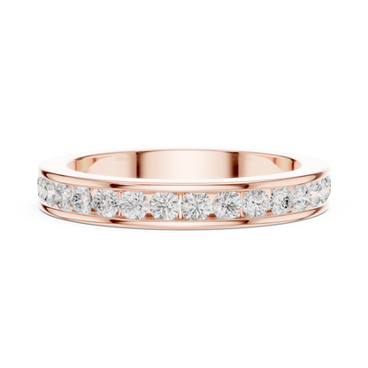 Refined Diamond Wedding Ring | Yellow Rose White Gold | Elegant Forever Love Fine Jewelry