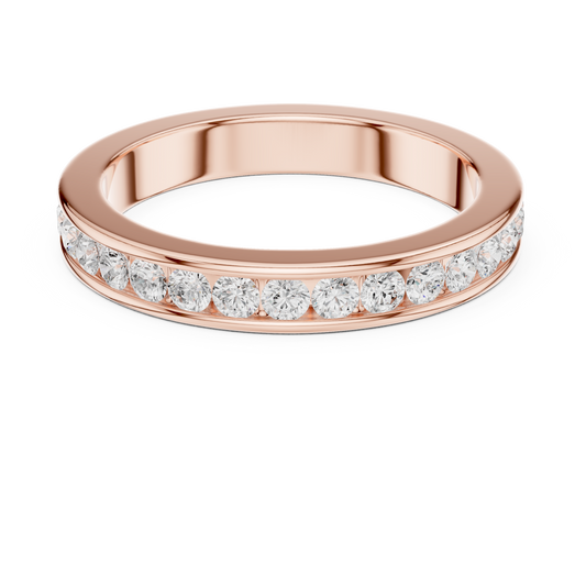 Refined Diamond Wedding Ring | Yellow Rose White Gold | Elegant Forever Love Fine Jewelry