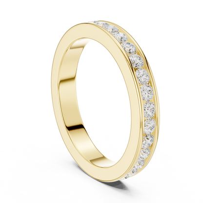 Refined Diamond Wedding Ring | Yellow Rose White Gold | Elegant Forever Love Fine Jewelry