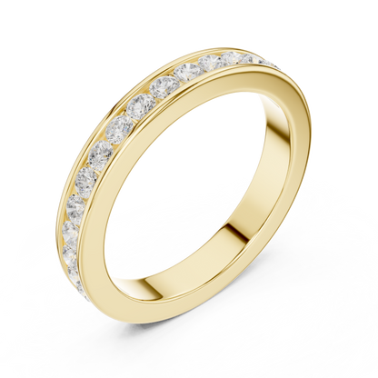 Refined Diamond Wedding Ring | Yellow Rose White Gold | Elegant Forever Love Fine Jewelry