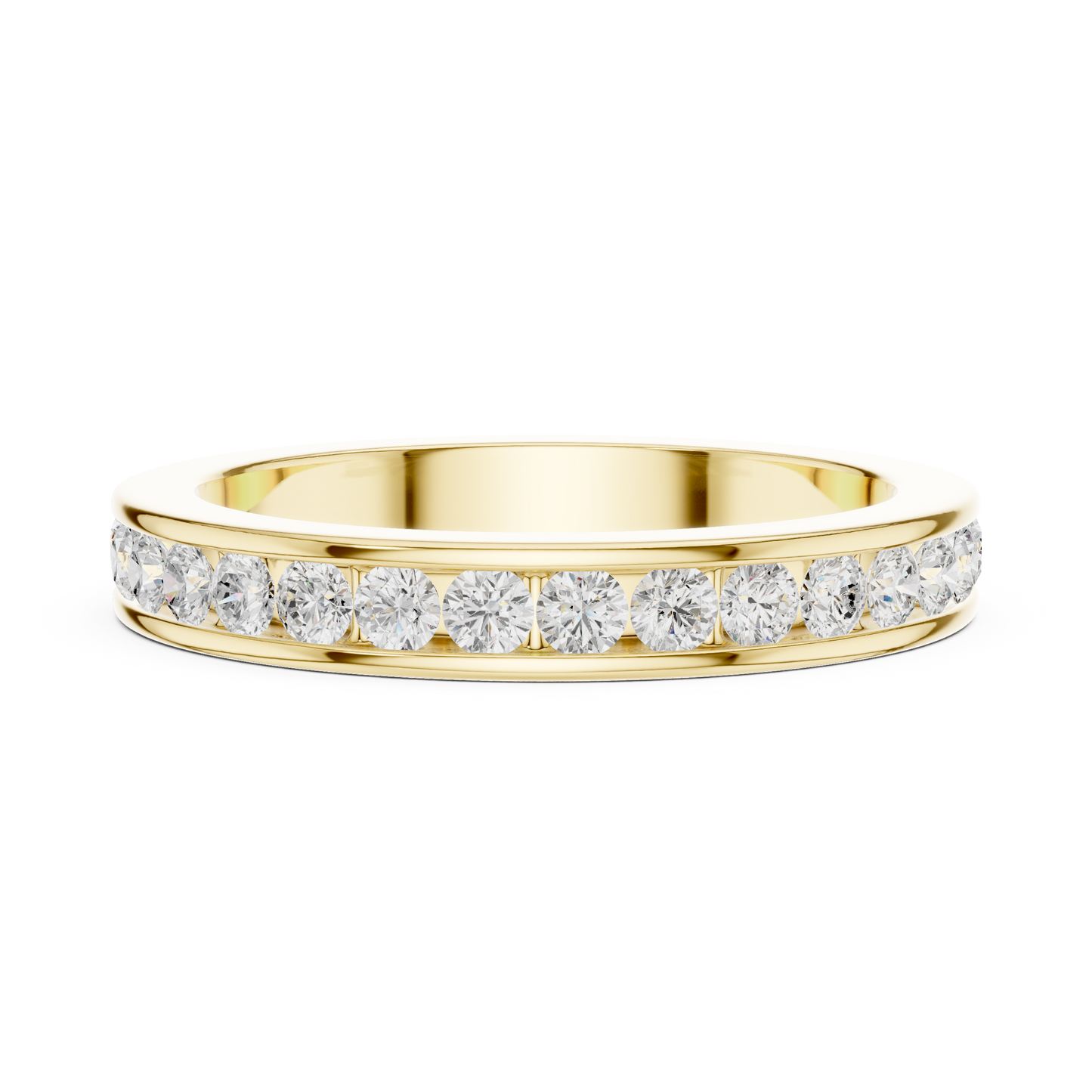 Refined Diamond Wedding Ring | Yellow Rose White Gold | Elegant Forever Love Fine Jewelry