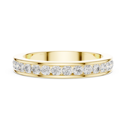 Refined Diamond Wedding Ring | Yellow Rose White Gold | Elegant Forever Love Fine Jewelry