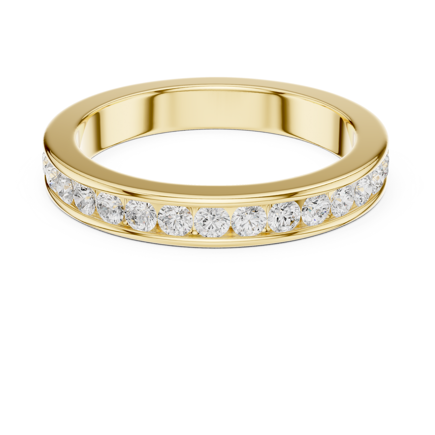Refined Diamond Wedding Ring | Yellow Rose White Gold | Elegant Forever Love Fine Jewelry