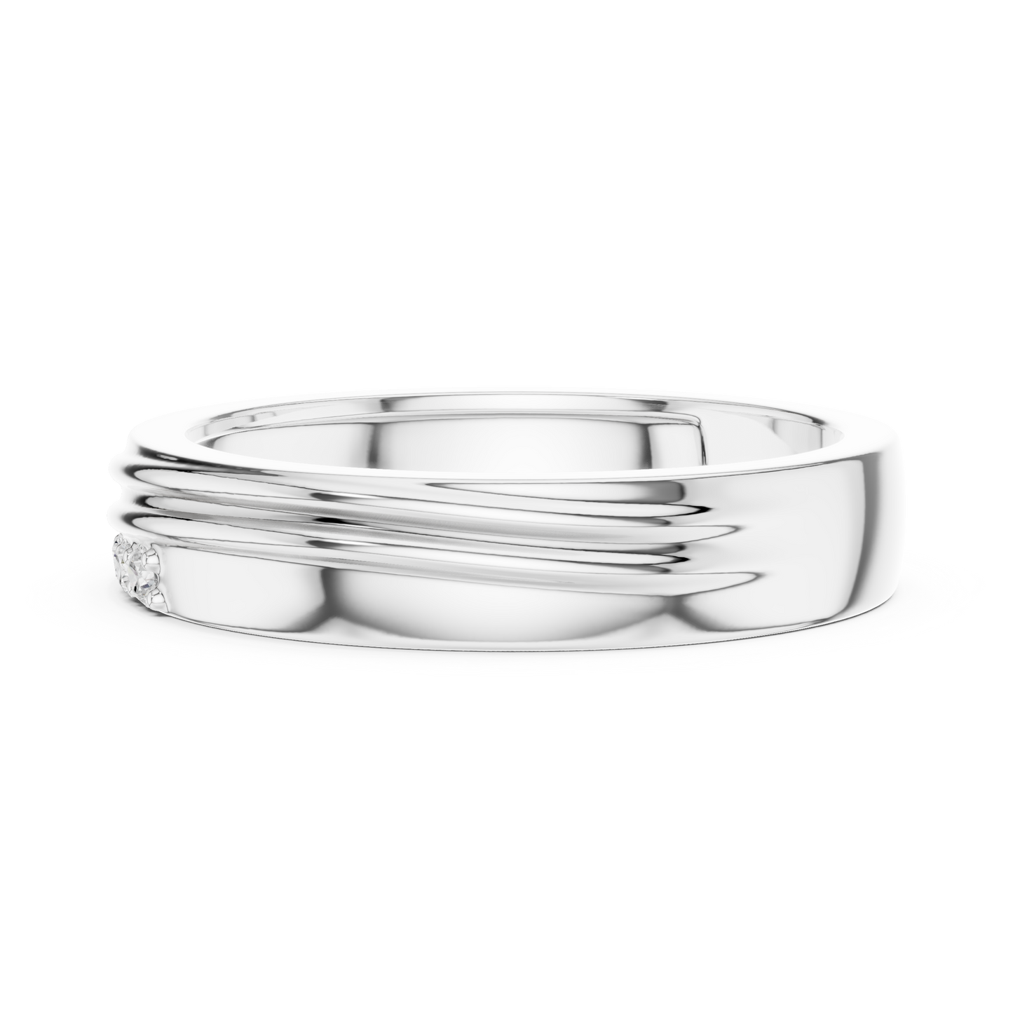 Statement Diamond Band | Designer Wedding Ring | Bold Groove Triple Stone Finish