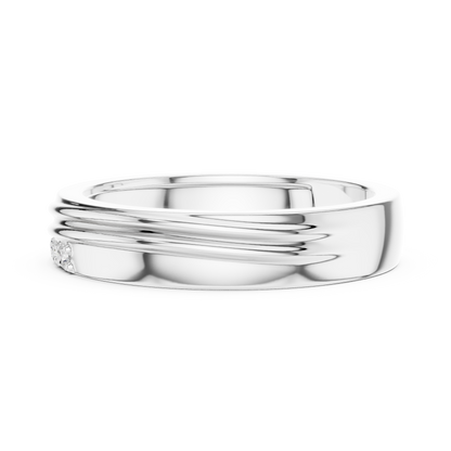 Statement Diamond Band | Designer Wedding Ring | Bold Groove Triple Stone Finish