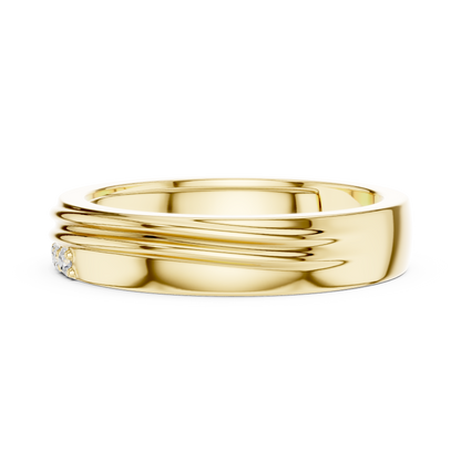 Statement Diamond Band | Designer Wedding Ring | Bold Groove Triple Stone Finish