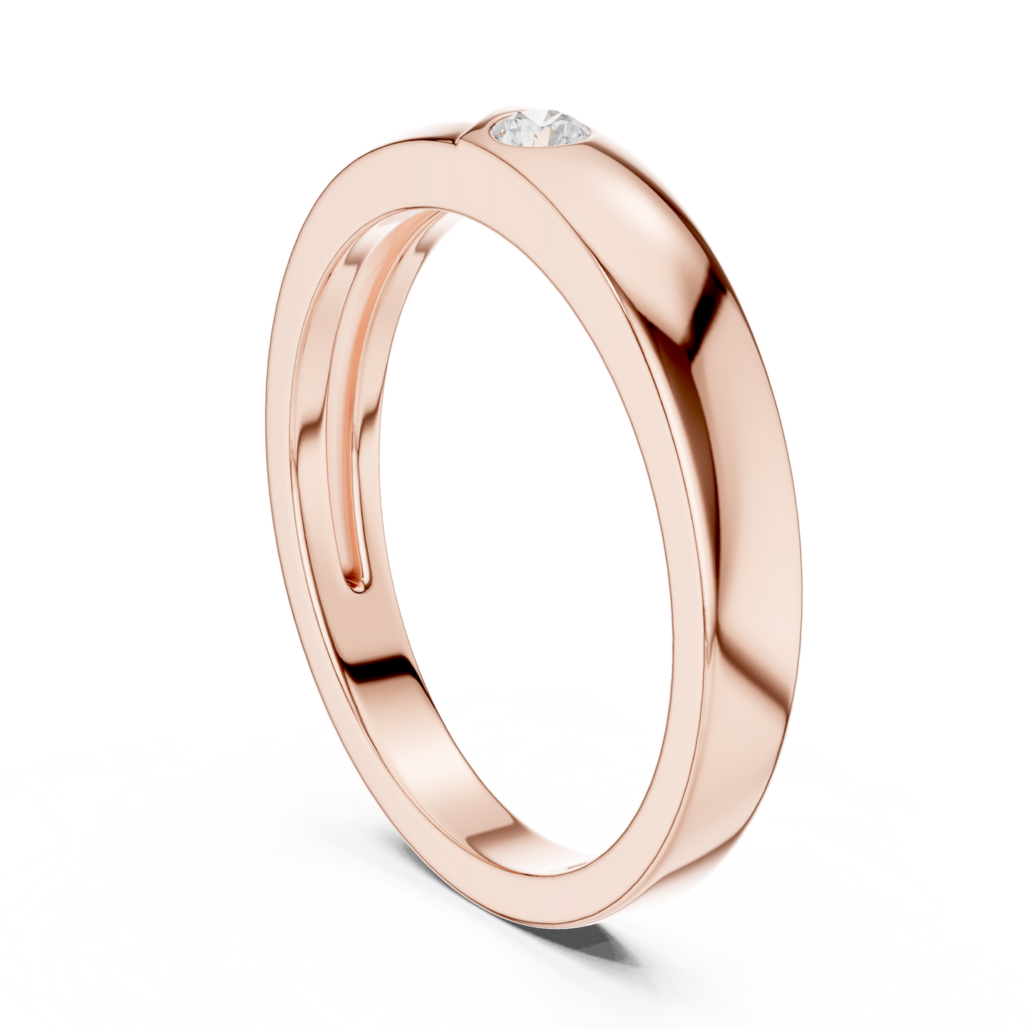 Contemporary Sleek Diamond Band | Perfect Comfort Fit Ring | Exclusive Gold Rose White