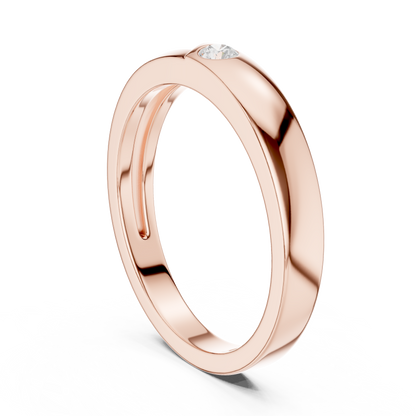 Contemporary Sleek Diamond Band | Perfect Comfort Fit Ring | Exclusive Gold Rose White