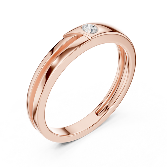 Contemporary Sleek Diamond Band | Perfect Comfort Fit Ring | Exclusive 925 Sterling Silver Rose White