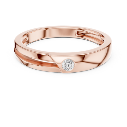 Contemporary Sleek Diamond Band | Perfect Comfort Fit Ring | Exclusive Gold Rose White