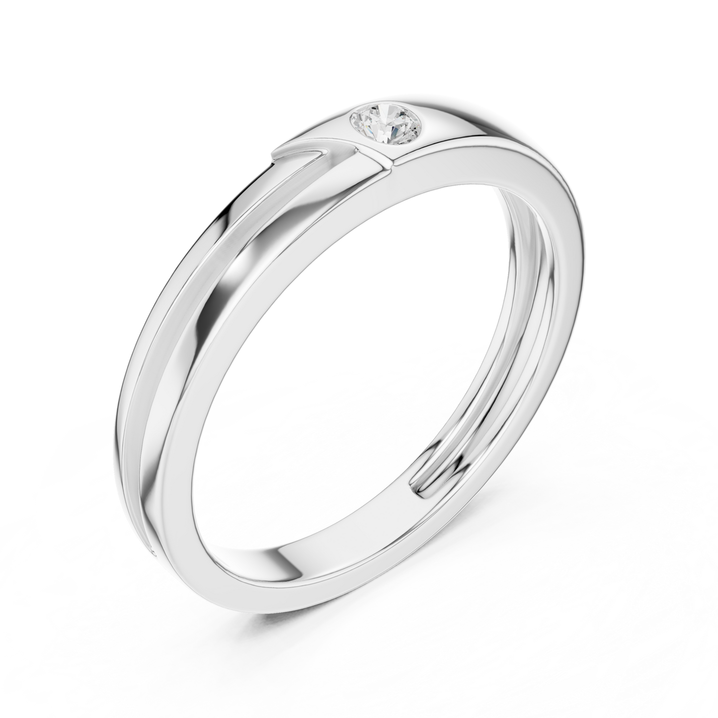 Contemporary Sleek Diamond Band | Perfect Comfort Fit Ring | Exclusive Gold Rose White