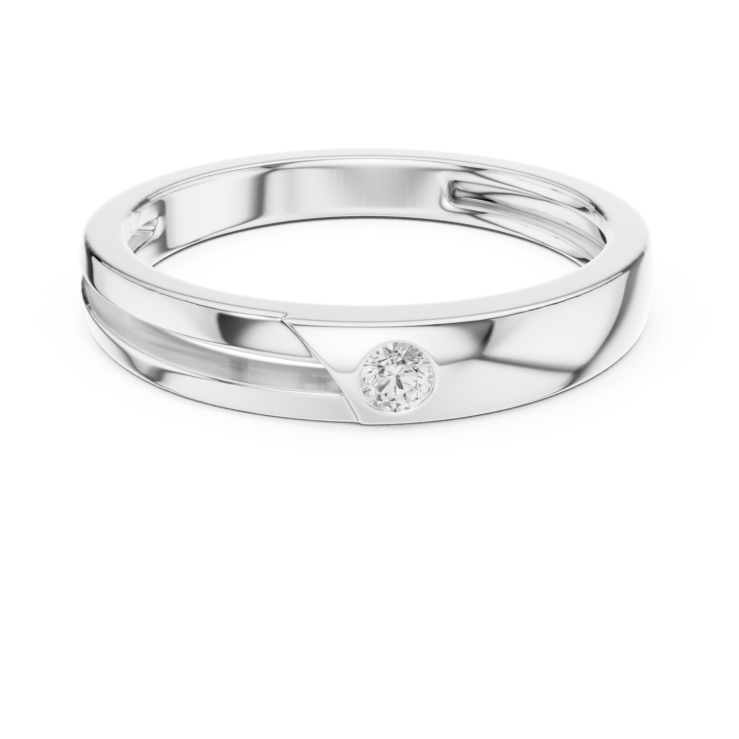 Contemporary Sleek Diamond Band | Perfect Comfort Fit Ring | Exclusive Gold Rose White