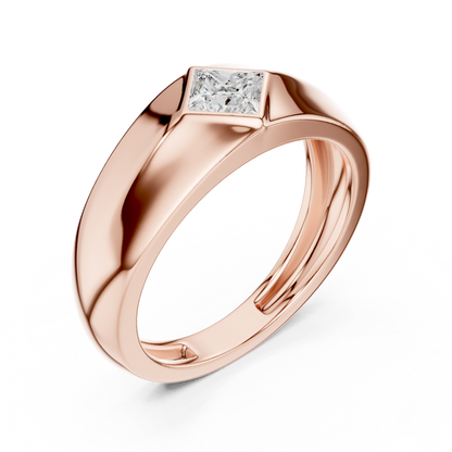 Imperial Cut Diamond Ring | Bold Flat Signet Band | High Status Men Engagement Jewelry