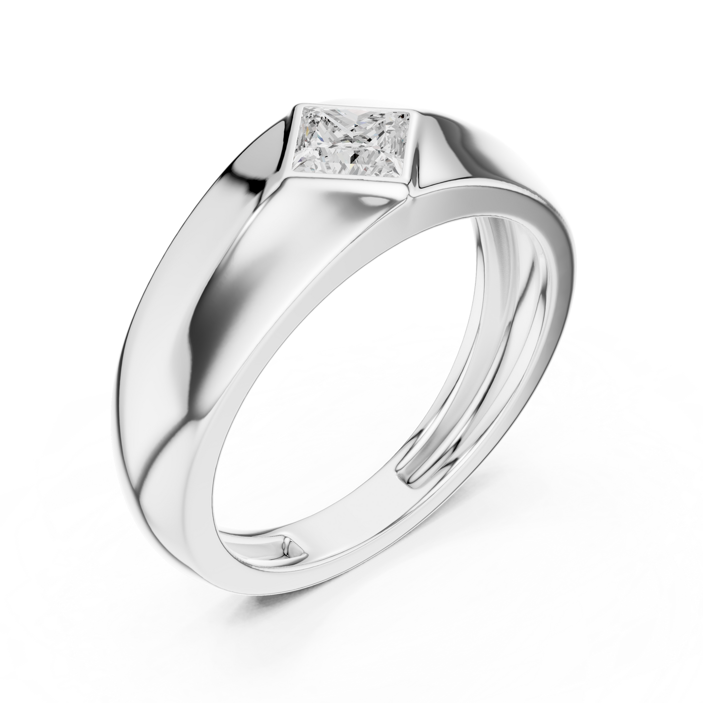 Imperial Cut Diamond Ring | Bold Flat Signet Band | High Status Men Engagement Jewelry