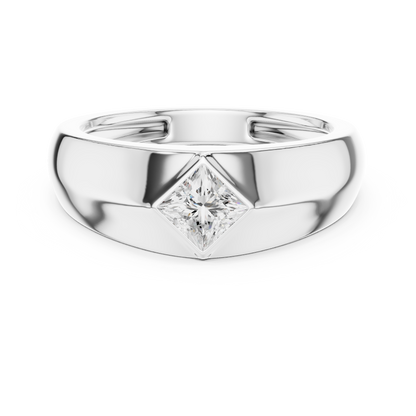 Imperial Cut Diamond Ring | Bold Flat Signet Band | High Status Men Engagement Jewelry