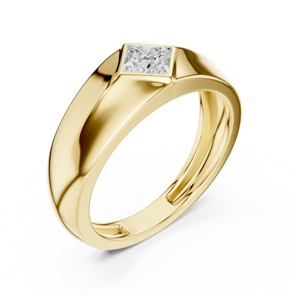 Imperial Cut Diamond Ring | Bold Flat Signet Band | High Status Men Engagement Jewelry