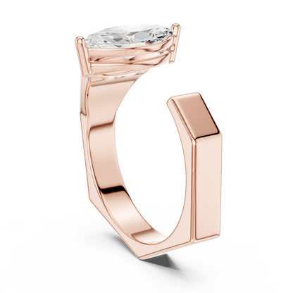 Mens Marquise Solitaire Ring | Open Cuff Statement Design | Luxury Diamond Engagement Band