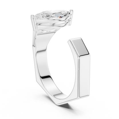 Mens Marquise Solitaire Ring | Open Cuff Statement Design | Luxury Diamond Engagement Band
