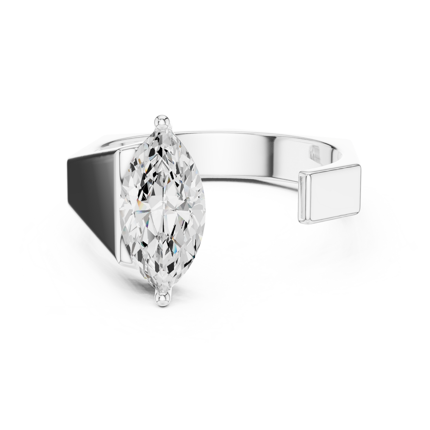 Mens Marquise Solitaire Ring | Open Cuff Statement Design | Luxury Diamond Engagement Band