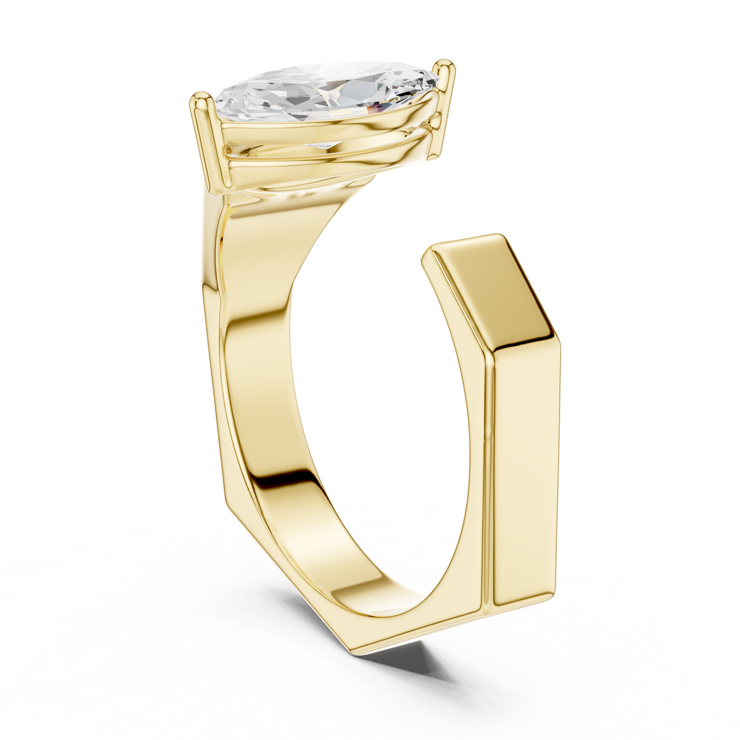 Mens Marquise Solitaire Ring | Open Cuff Statement Design | Luxury Diamond Engagement Band