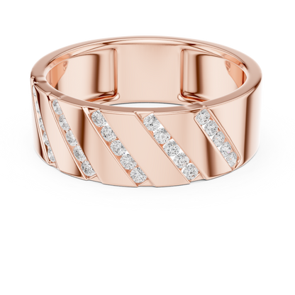 Men’s Luxury Band | Diamond Signet Ring | Diagonal Channel Gold Wedding Jewelry