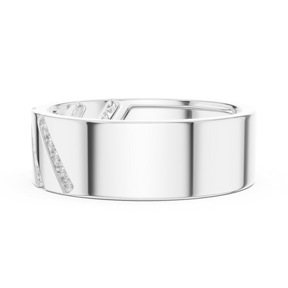 Men’s Luxury Band | Diamond Signet Ring | Diagonal Channel Gold Wedding Jewelry