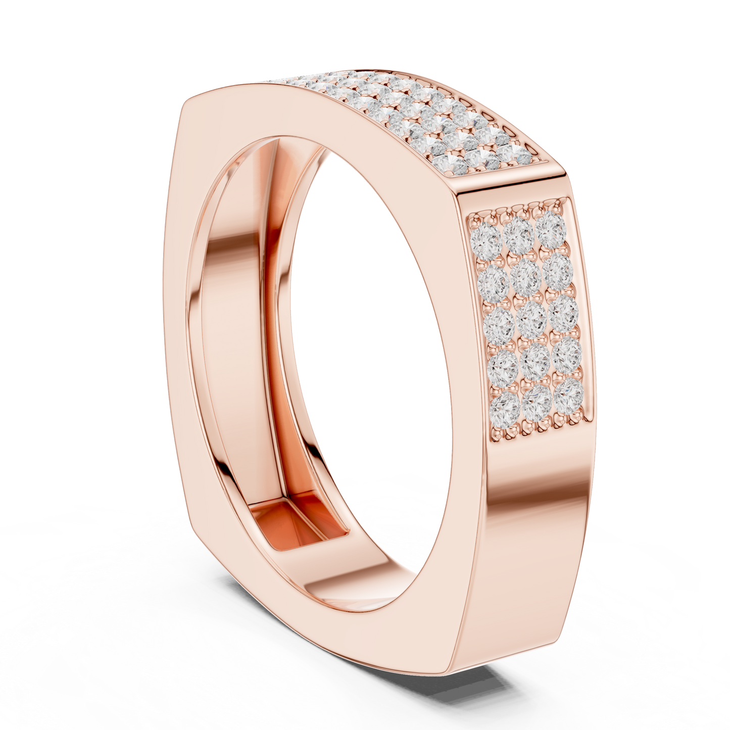 Dominant Pave Diamond Ring | Square Frame Band | Men Women Authority Jewelry