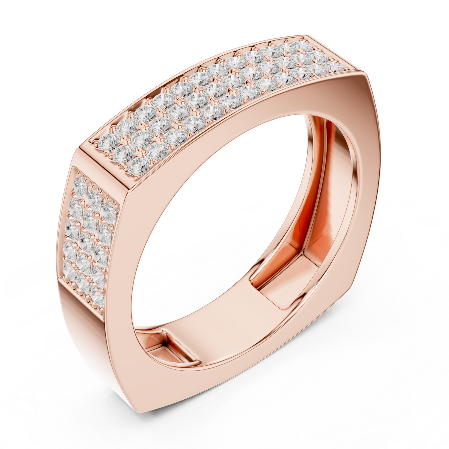 Dominant Pave Diamond Ring | Square Frame Band | Men Women Authority Jewelry