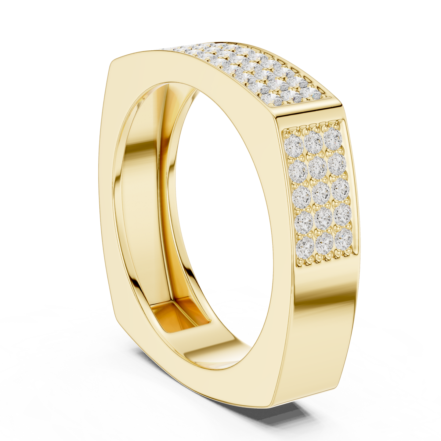 Dominant Pave Diamond Ring | Square Frame Band | Men Women Authority Jewelry