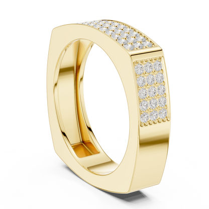 Dominant Pave Diamond Ring | Square Frame Band | Men Women Authority Jewelry
