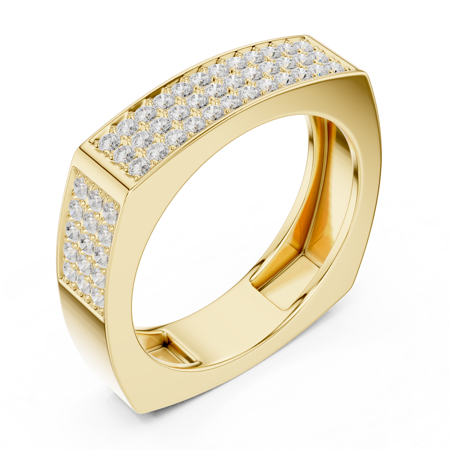 Dominant Pave Diamond Ring | Square Frame Band | Men Women Authority Jewelry