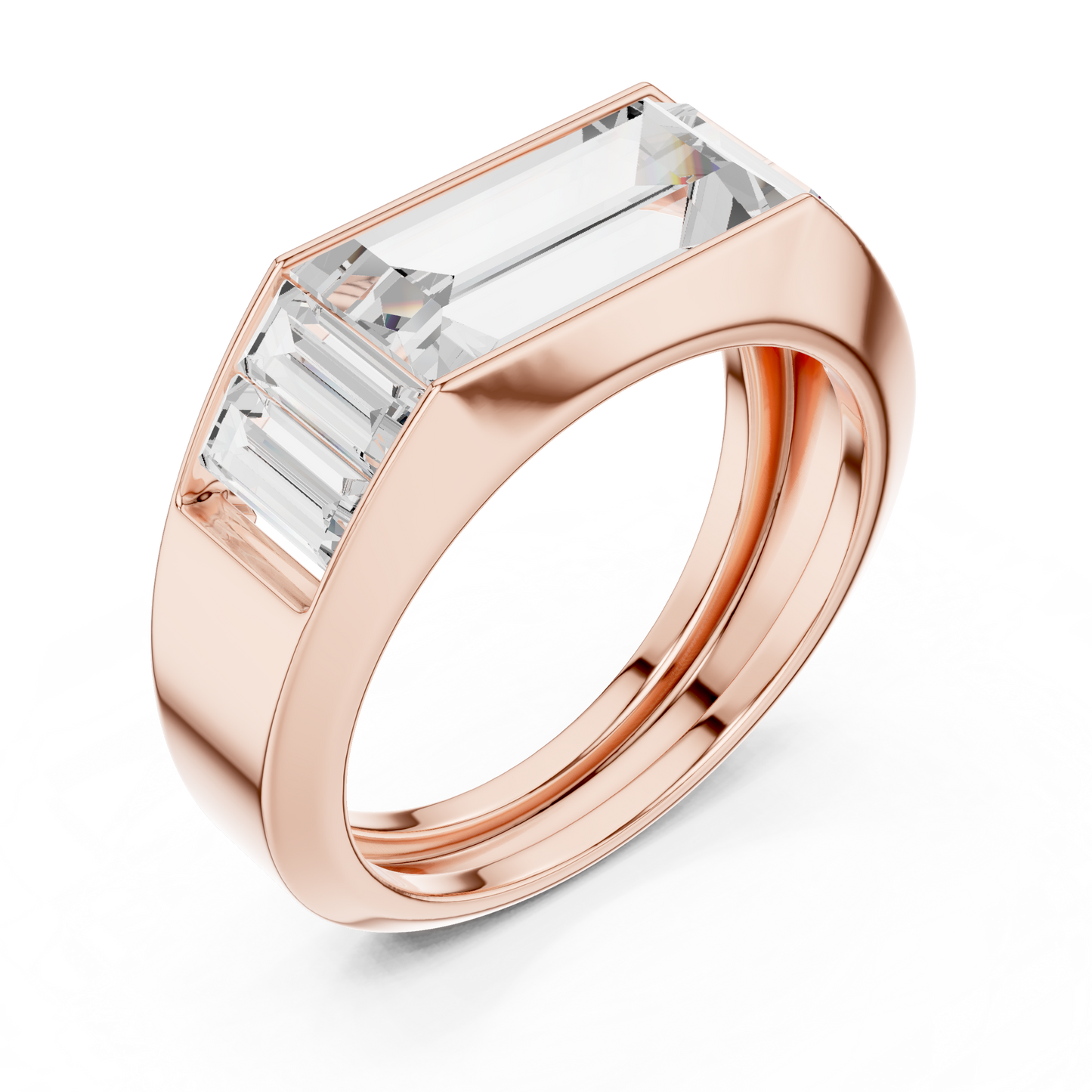 Elegant rose gold baguette diamond ring with bold modern craftsmanship timeless luxury appeal