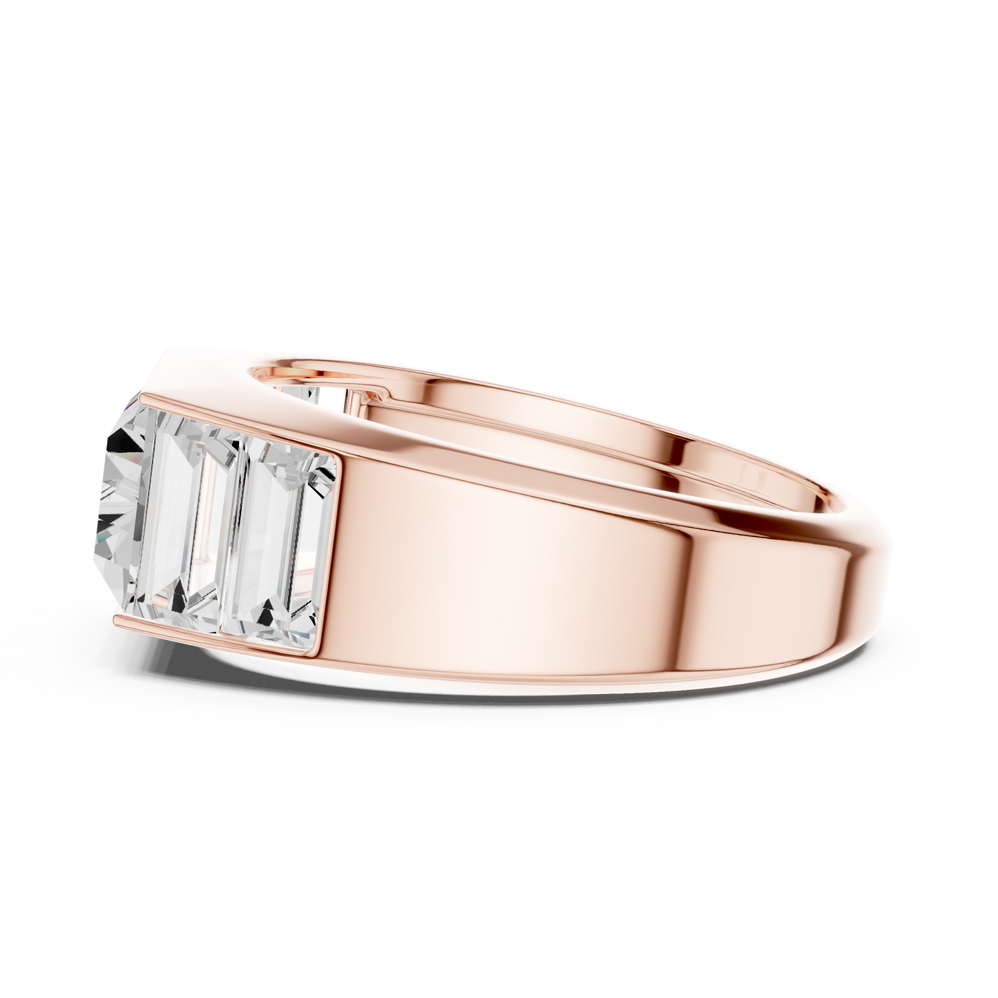 Elegant rose gold baguette diamond ring with bold modern craftsmanship timeless luxury appeal