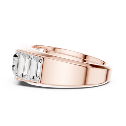 Elegant rose gold baguette diamond ring with bold modern craftsmanship timeless luxury appeal